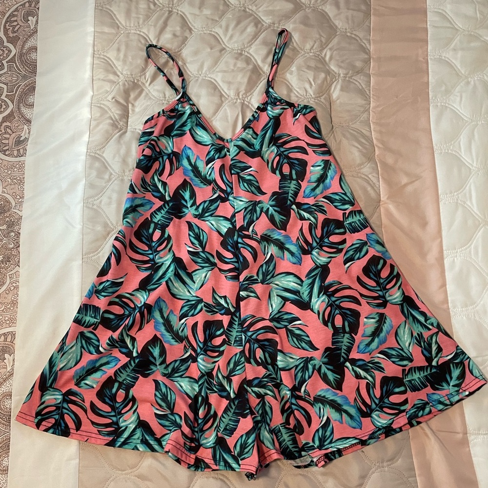Boohoo tropical print romper